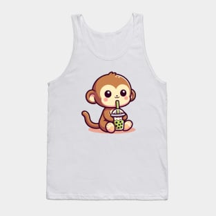 adorable baby monkey green boba Tank Top